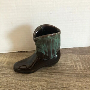 Vtg Drip Glaze Cowboy Boot